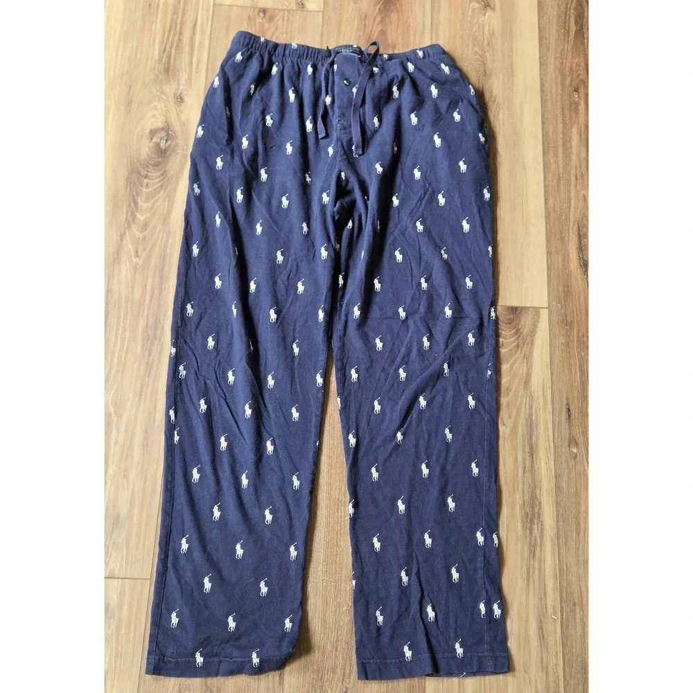 Polo Ralph Lauren Elastic Waistband Lounge Pants Mens Size Medium Navy